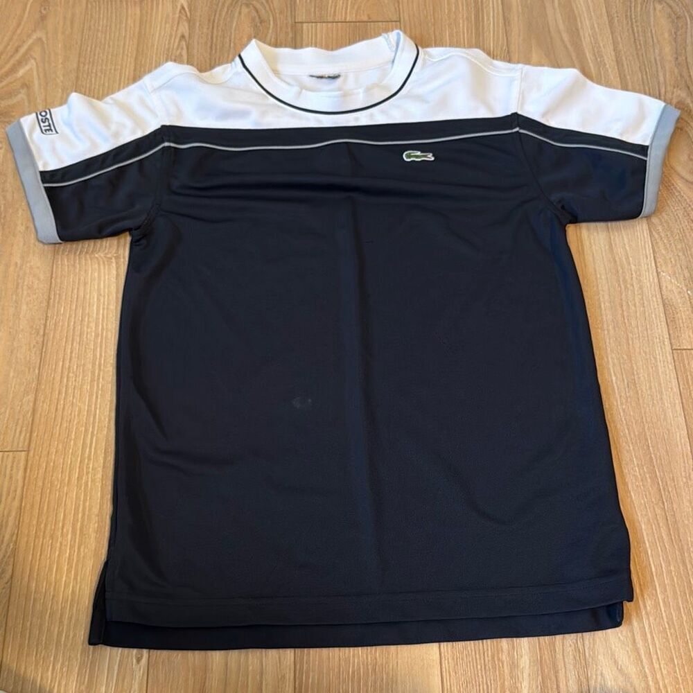 Lacoste boys black and white polo size 14 youth Took off tags and cut the size